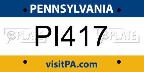 PI417 Pennsylvania License Plate
