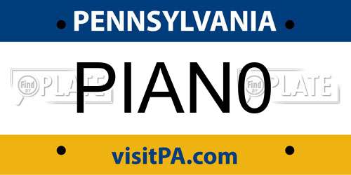 PIAN0 Pennsylvania License Plate