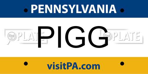 PIGG Pennsylvania License Plate