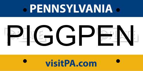 PIGGPEN Pennsylvania License Plate