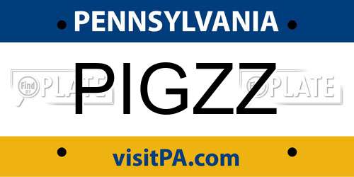 PIGZZ Pennsylvania License Plate