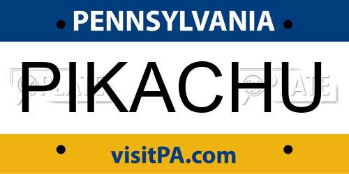 PIKACHU Pennsylvania License Plate