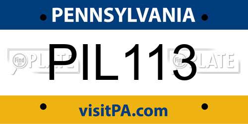 PIL113 Pennsylvania License Plate