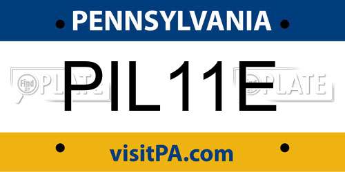 PIL11E Pennsylvania License Plate