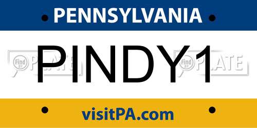 PINDY1 Pennsylvania License Plate