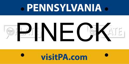 PINECK Pennsylvania License Plate