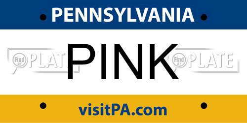 PINK Pennsylvania License Plate