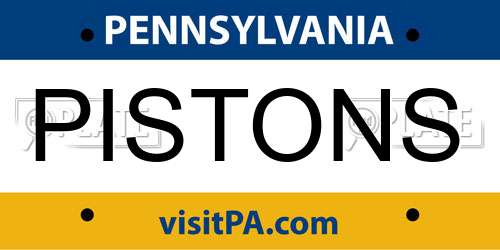 PISTONS Pennsylvania License Plate