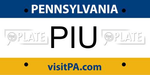 PIU Pennsylvania License Plate