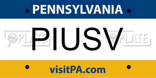 PIUSV Pennsylvania License Plate