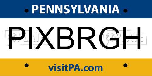 PIXBRGH Pennsylvania License Plate
