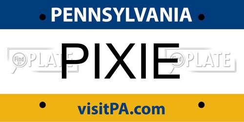 PIXIE Pennsylvania License Plate