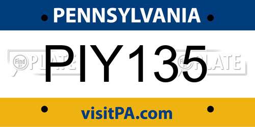 PIY135 Pennsylvania License Plate