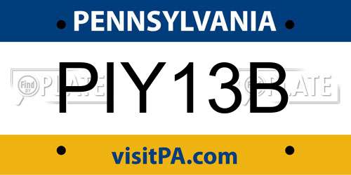 PIY13B Pennsylvania License Plate