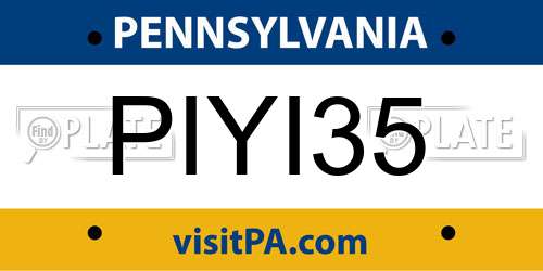 PIYI35 Pennsylvania License Plate
