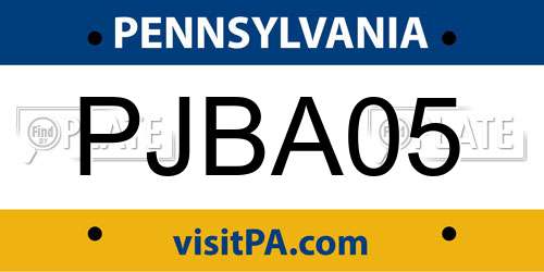 PJBA05 Pennsylvania License Plate