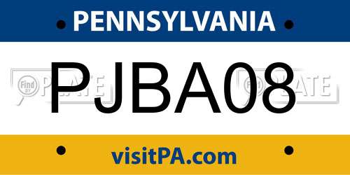 PJBA08 Pennsylvania License Plate
