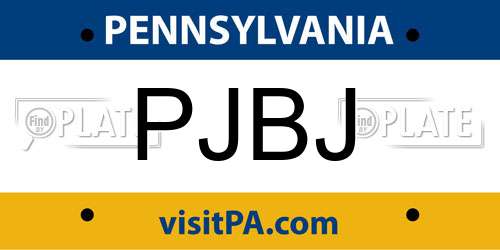 PJBJ Pennsylvania License Plate