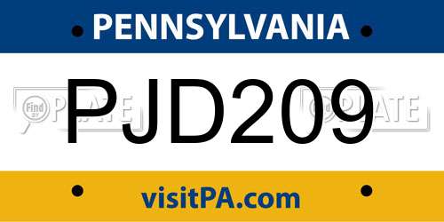 PJD209 Pennsylvania License Plate