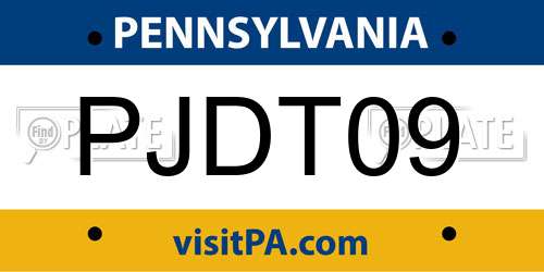 PJDT09 Pennsylvania License Plate