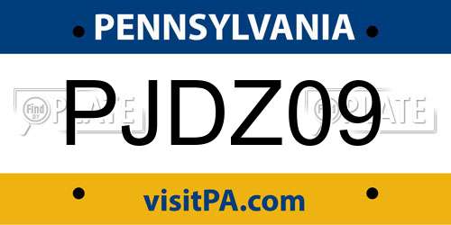 PJDZ09 Pennsylvania License Plate
