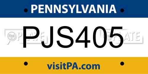 PJS405 Pennsylvania License Plate