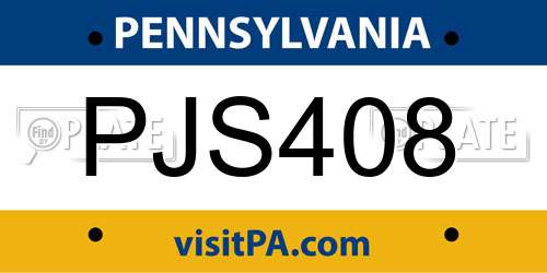 PJS408 Pennsylvania License Plate