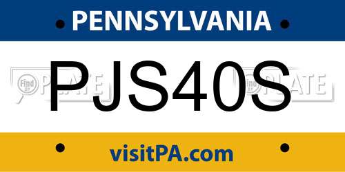 PJS40S Pennsylvania License Plate