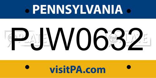 PJW0632 Pennsylvania License Plate