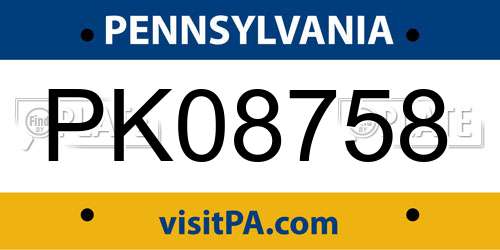PK08758 Pennsylvania License Plate