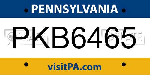 PKB6465 Pennsylvania License Plate
