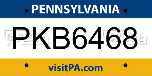 PKB6468 Pennsylvania License Plate