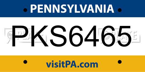 PKS6465 Pennsylvania License Plate