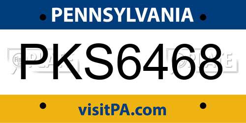PKS6468 Pennsylvania License Plate