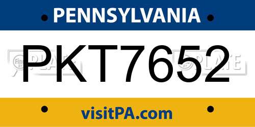 PKT7652 Pennsylvania License Plate