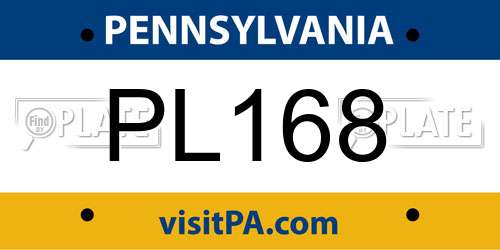 PL168 Pennsylvania License Plate