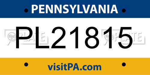 PL21815 Pennsylvania License Plate