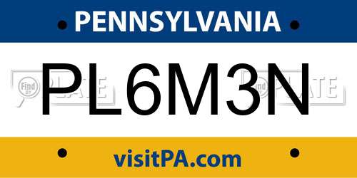 PL6M3N Pennsylvania License Plate