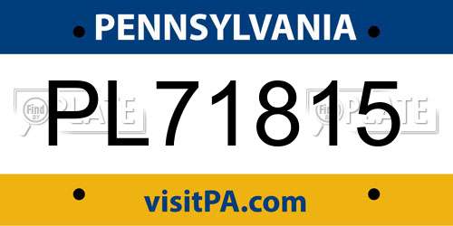 PL71815 Pennsylvania License Plate