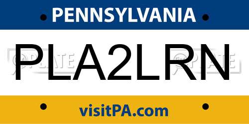 PLA2LRN Pennsylvania License Plate