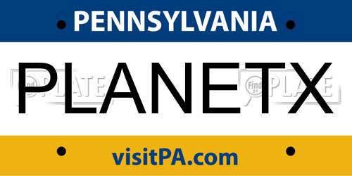 PLANETX Pennsylvania License Plate