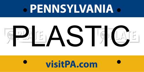 PLASTIC Pennsylvania License Plate