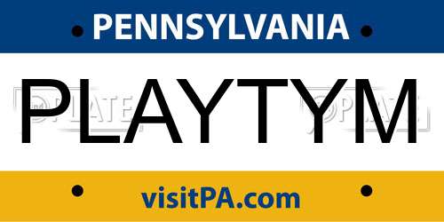 PLAYTYM Pennsylvania License Plate