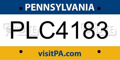 PLC4183 Pennsylvania License Plate