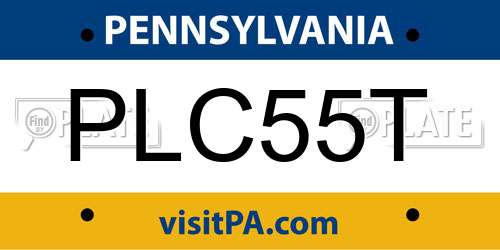 PLC55T Pennsylvania License Plate