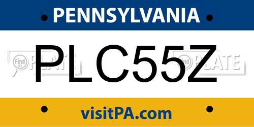 PLC55Z Pennsylvania License Plate