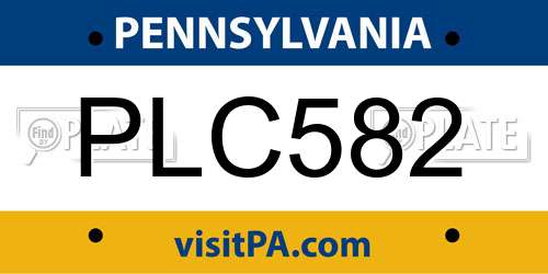 PLC582 Pennsylvania License Plate