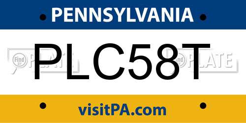 PLC58T Pennsylvania License Plate