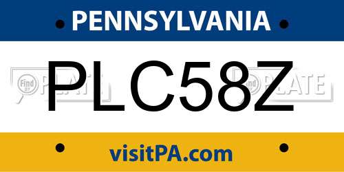 PLC58Z Pennsylvania License Plate