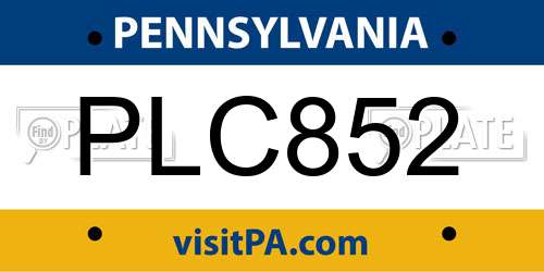 PLC852 Pennsylvania License Plate